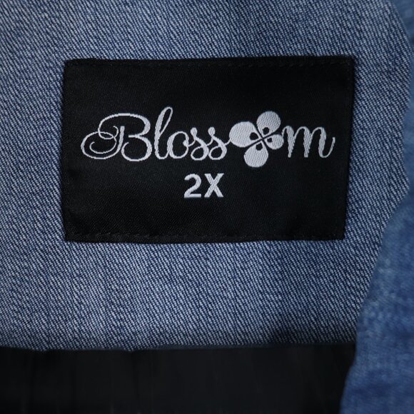 Blossom Women's Jean Denim Jacket Casual Button Down Stretch Stone Wash Size 2X - Picture 2 of 15